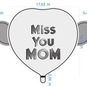Globo conmemorativo "Te extraño mamá" de 43 cm (17") – Corazón con alas de ángel – 2 globos incluidos imagen 5