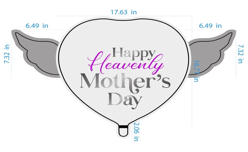 Happy Heavenly Mother's Day 17" Memorial Balloon – Heart Shaped with Angel Wings Graveside Tribute - 2 Balloons Included image 5