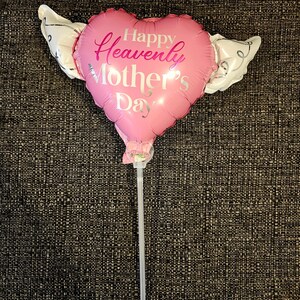 Happy Heavenly Mother's Day Memorial Balloon Bundle — Miss You Mom 6-Piece Angel Wing Tribute Set | Graveside & Indoor Memorial Gift 画像 7