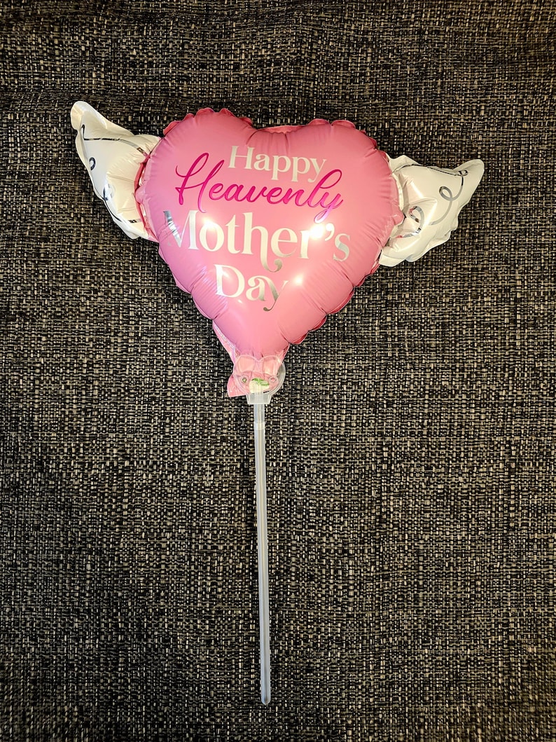 Happy Heavenly Mother's Day Memorial Balloon Bundle — Miss You Mom 6-Piece Angel Wing Tribute Set | Graveside & Indoor Memorial Gift 画像 7