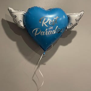 Rest In Paradise 17" Memorial Balloon – 17" Heart with Angel Wings - 2 Balloons Included image 9