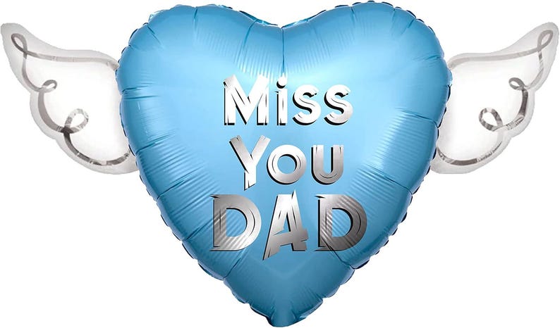 Happy Heavenly Father's Day Memorial Balloon Bundle — Miss You Dad 6-Piece Angel Wing Tribute Set | Graveside & Indoor Memorial Gift image 7