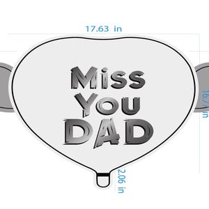 Miss You Dad 17" Memorial Balloon on a Stick – Heart Shaped with Angel Wings Graveside Tribute - 2 Balloons Included image 5