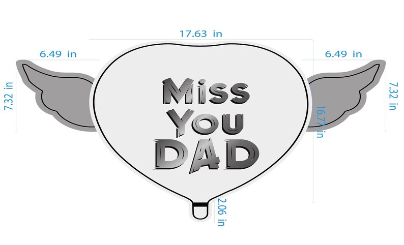 Miss You Dad 17" Memorial Balloon on a Stick – Heart Shaped with Angel Wings Graveside Tribute - 2 Balloons Included image 5
