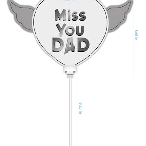 Happy Heavenly Father's Day Memorial Balloon Bundle — Miss You Dad 6-Piece Angel Wing Tribute Set | Graveside & Indoor Memorial Gift image 3