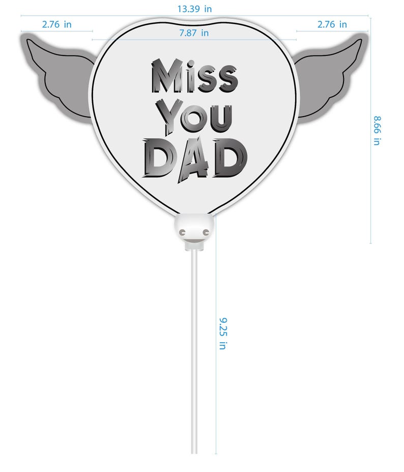 Happy Heavenly Father's Day Memorial Balloon Bundle — Miss You Dad 6-Piece Angel Wing Tribute Set | Graveside & Indoor Memorial Gift image 3