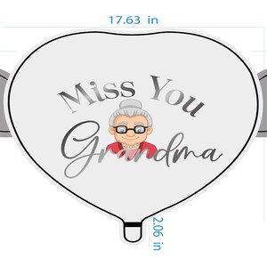 Globo conmemorativo "Te extraño, abuela" de 43 cm (17") con forma de corazón y alas de ángel para homenaje en la tumba. Incluye 2 globos. imagen 3