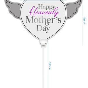 Happy Heavenly Mother's Day Memorial Balloon Bundle — Miss You Mom 6-Piece Angel Wing Tribute Set | Graveside & Indoor Memorial Gift 画像 8