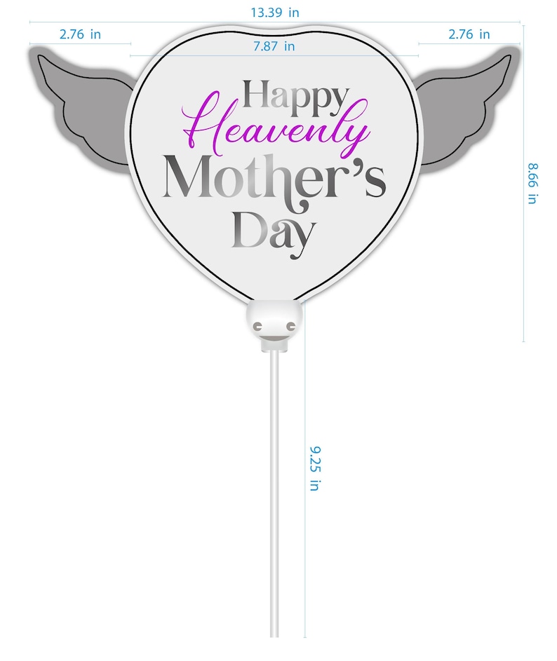 Happy Heavenly Mother's Day Memorial Balloon Bundle — Miss You Mom 6-Piece Angel Wing Tribute Set | Graveside & Indoor Memorial Gift 画像 8
