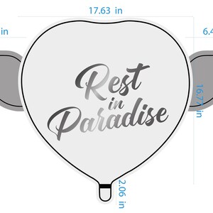 Rest In Paradise 17" Memorial Balloon – 17" Heart with Angel Wings - 2 Balloons Included image 6