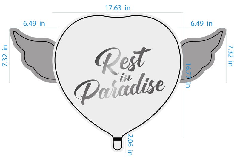Rest In Paradise 17" Memorial Balloon – 17" Heart with Angel Wings - 2 Balloons Included image 6