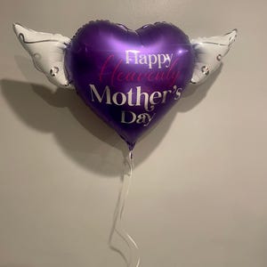 Happy Heavenly Mother's Day 17" Memorial Balloon – Heart Shaped with Angel Wings Graveside Tribute - 2 Balloons Included image 7