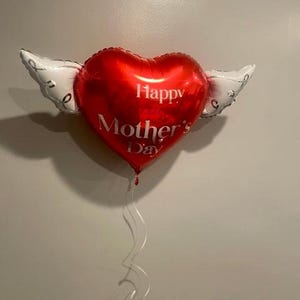 Happy Heavenly Mother's Day 17" Memorial Balloon – Heart Shaped with Angel Wings Graveside Tribute - 2 Balloons Included image 8