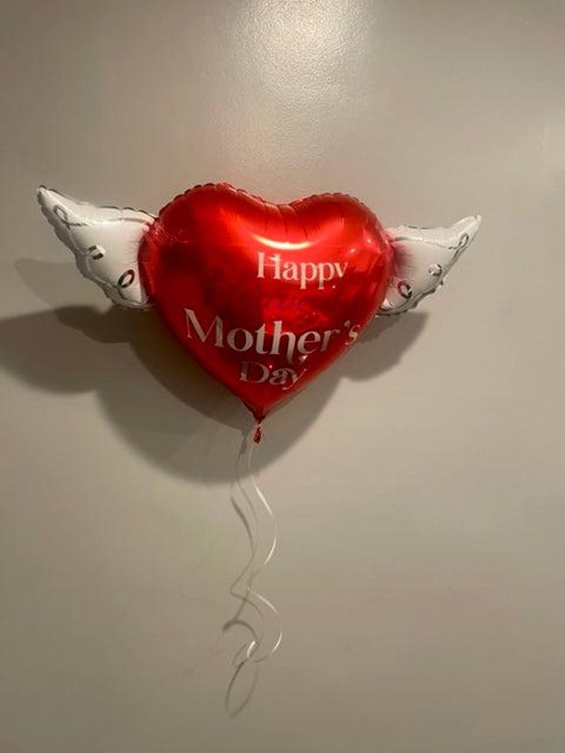 Happy Heavenly Mother's Day 17" Memorial Balloon – Heart Shaped with Angel Wings Graveside Tribute - 2 Balloons Included image 8