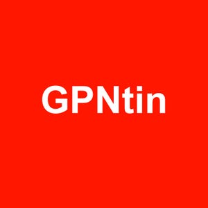 May include: A vibrant red square background featuring the white text GPNtin centered in the middle. The letters are presented in a clean, sans-serif typeface, standing out clearly against the solid, bright red color of the entire image field.