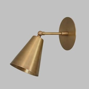 1950's Mid Century Raw brass Wall Sconce Light | Wall Sconces Lamp | Modern Raw Brass Italian Wall Scone | Cone Wall Sconce Kitchen Lamp
