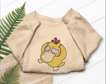 Psyduck Embroidered Shirt, Headache Embroidered T-Shirt, Sweatshirt & Hoodie - Adorable Animal Gift for Gamers