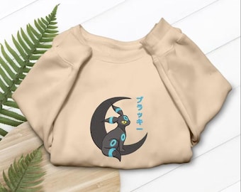 Shiny Umbreony Embroidered Shirt Dark Evolution Anime T-shirt Sweatshirt Hoodie Video Gaming Gifts