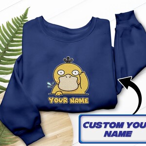 Psyduck Embroidered T-Shirt, Custom Yellow Duck, Confused Pokemon Fan Gift, Gaming Tee image 3