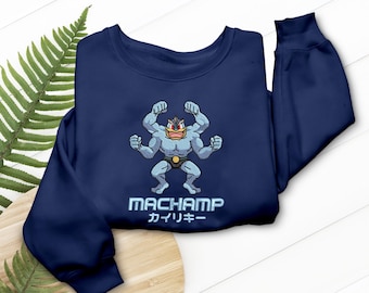 Machamp Embroidered T-Shirt, Fighting Type Anime Manga Shirt, Pokemon Fan Gift
