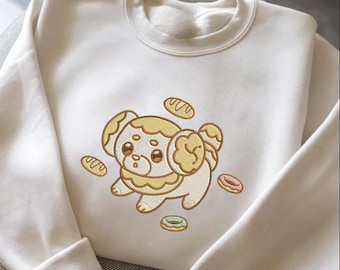 Fidough Embroidered Shirt - Anime Inspired Sweatshirt Hoodie - Unique Gamer Clothing - Puppy Shirt Gift