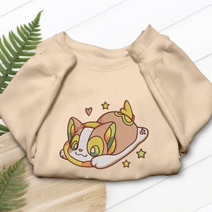 Yamper Embroidered T-Shirt, Funny Corgi Dog Anime Design, Gaming Apparel Gift imagem 3