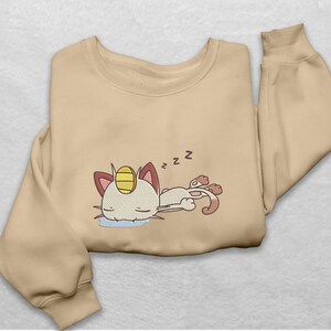 Meowth Embroidered T-Shirt, Team Rocket Anime Sweatshirt, Video Game Gaming Tee, Gifts For Fans image 3