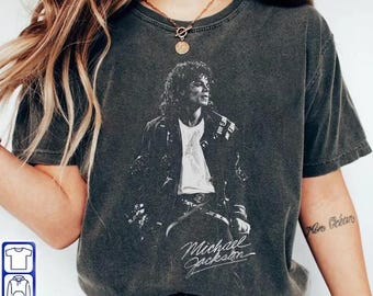 K07 Maglietta vintage di Michael Jackson, maglietta grafica retrò, t-shirt del Re del Pop, maglietta Comfort Colors, maglietta oversize lavata, regalo per appassionati di musica
