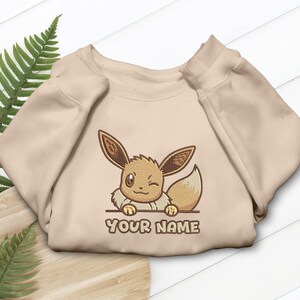 Eevee Embroidered T-Shirt, Eeveelutions Custom Tee, Personalized Gaming Gift image 1