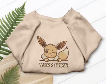 Eevee Embroidered T-Shirt, Eeveelutions Custom Tee, Personalized Gaming Gift