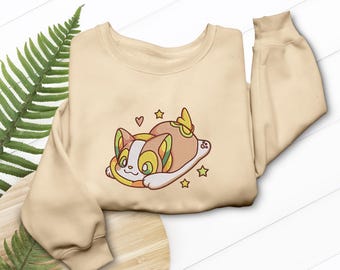 Yamper Embroidered T-Shirt, Funny Corgi Dog Anime Design, Gaming Apparel Gift