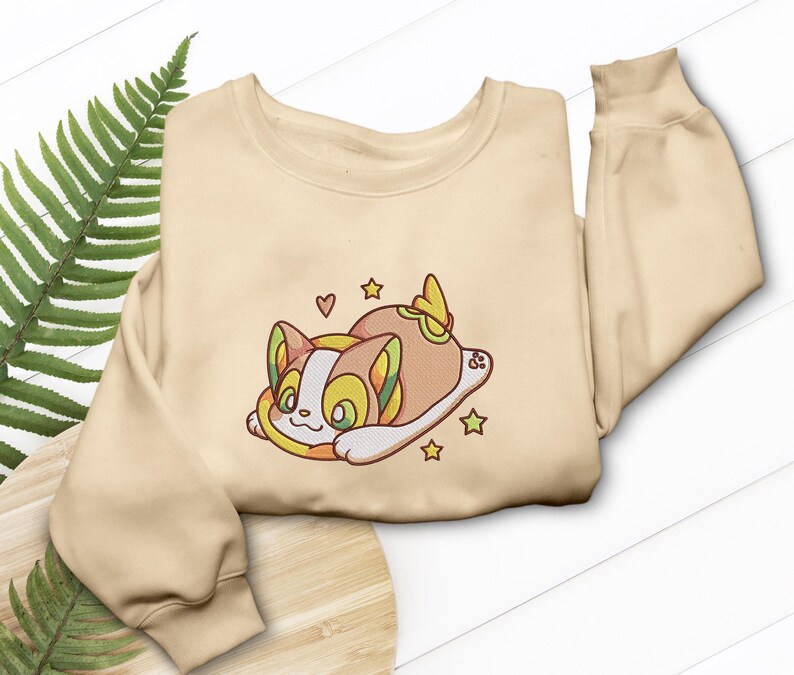 Yamper Embroidered T-Shirt, Funny Corgi Dog Anime Design, Gaming Apparel Gift imagem 1