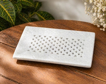 Jabonera de mármol artesanal, bandeja de baño de piedra natural, joyero minimalista