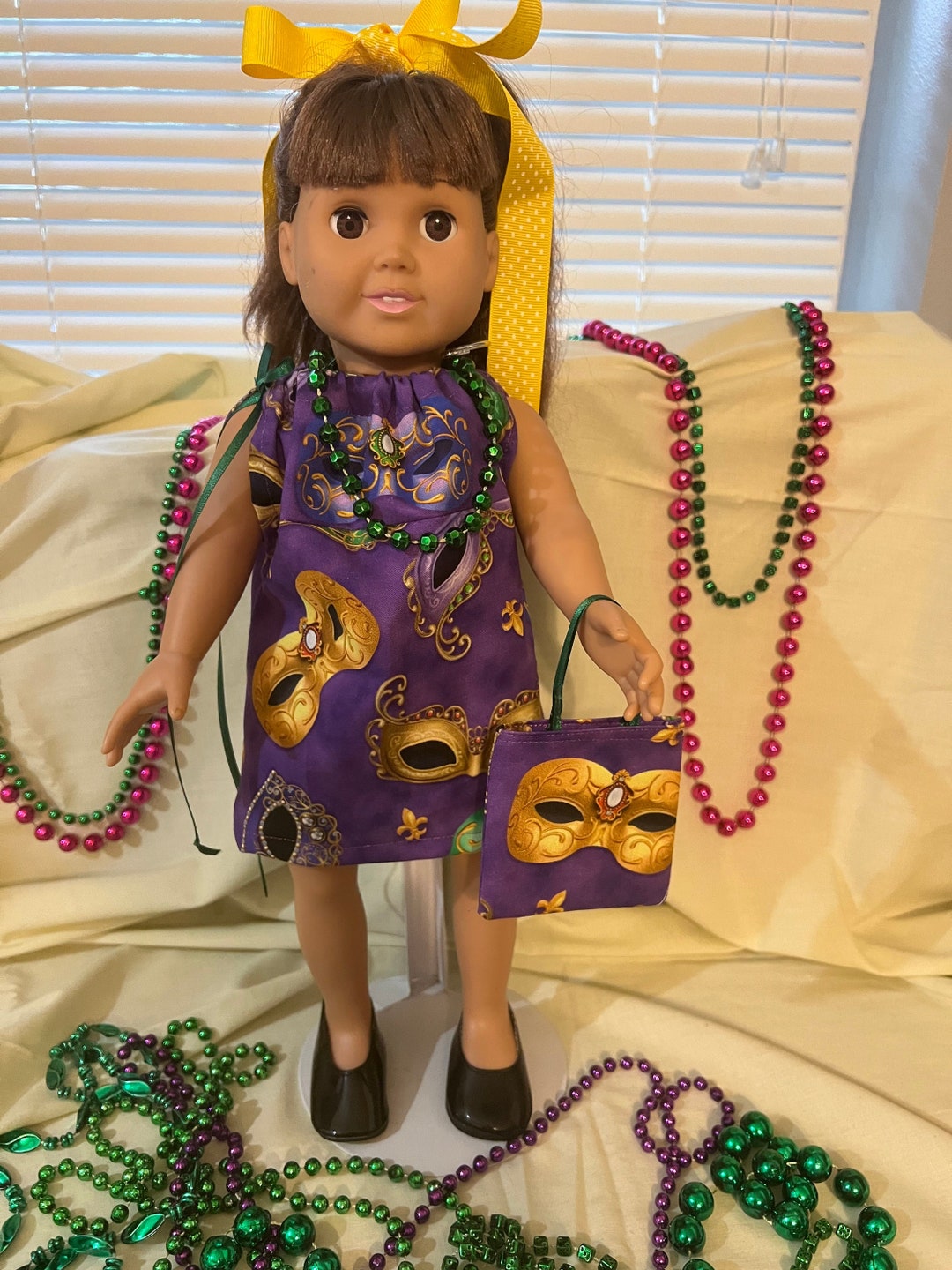 Pillowcase Doll Dress Doll Clothes Mardi Gras Doll Dress Etsy