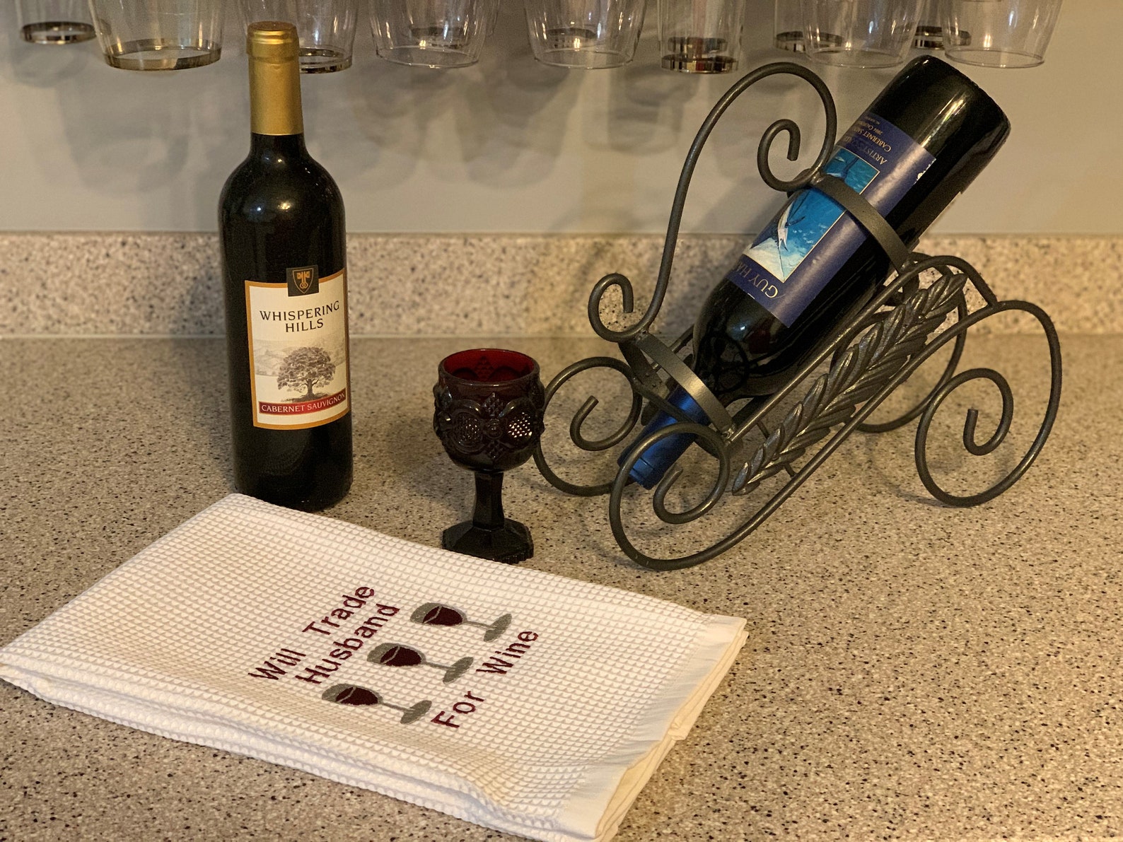 Wine Kitchen Towel will Trade Husband for Wine, Wine, Towel, Dish Towel, Wine Towel, Wine