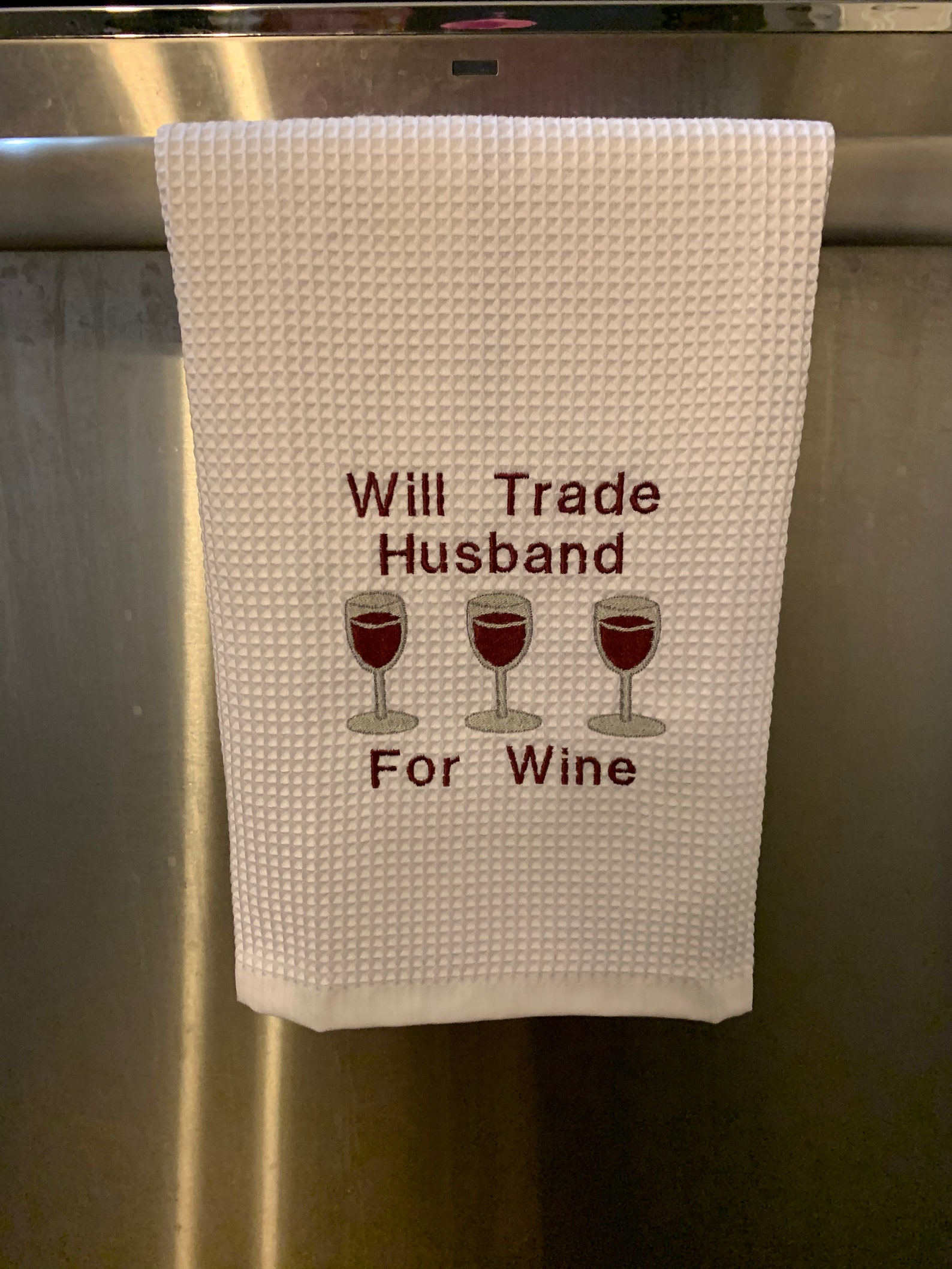 Wine Kitchen Towel will Trade Husband for Wine, Wine, Towel, Dish Towel, Wine Towel, Wine
