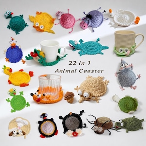 22-in-1 Animal Crochet Coaster Pattern Bundle (PDF Download)