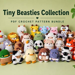 28 in 1 Häkelanleitungen-Paket | Kleine Tierchen Sammlung PDF | Igel, Frosch, Giraffe, Einhorn, Pinguin Amigurumi Instant Download