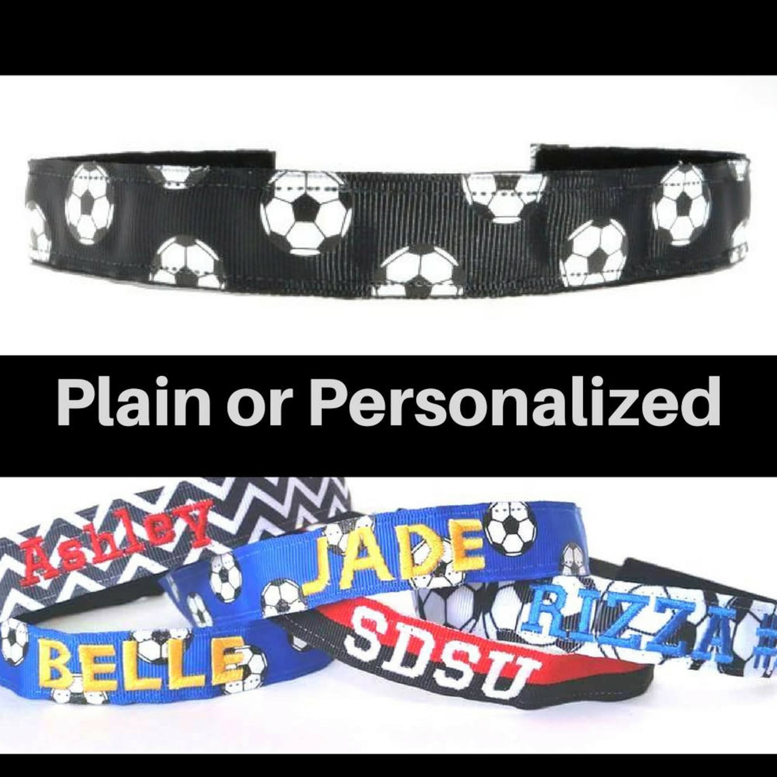 Soccer Headband Black Soccer Headband Personalized Etsy