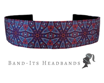 Purple Running Headband for Women - No slip headband - Workout Headband - Sporty Girl Headband - Yoga Hairband - Stain glass print