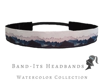 NEW Watercolor Mountains Non Slip Headband for Women and Girls | Headband for Running, Yoga, Fitness, Workout | Gift for Active Women