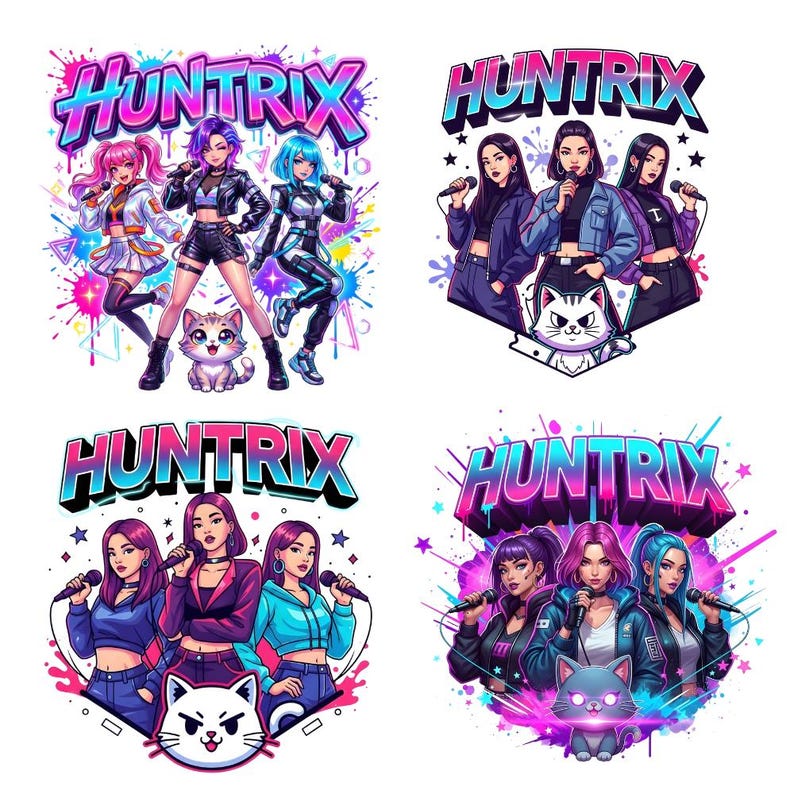 Huntrix Kpop Demon Hunters PNG Bundle (digital Download) - Etsy