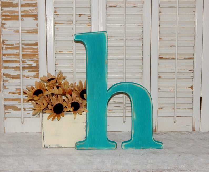 Distressed Wooden Letter H Wall Decor 16 Tall Lowercase Wood Letters On