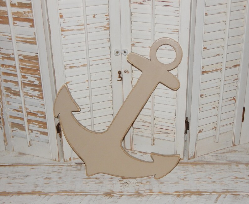 Wooden Anchor Sign Wedding Guestbook Alternative Wall Decor Nautical Beach Cottage