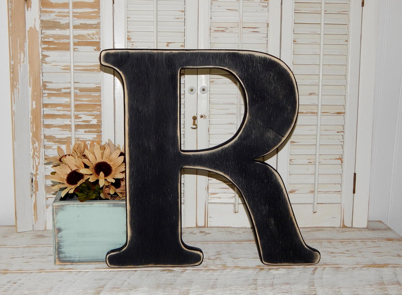 Large Wood Letter R Distressed 18 Inch Wood Letters Wall Etsy