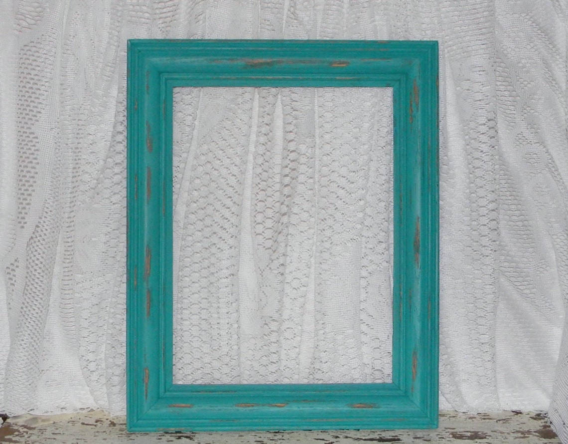 Turquoise Teal Picture Frame Distressed Shabby Chic Home Decor Etsy