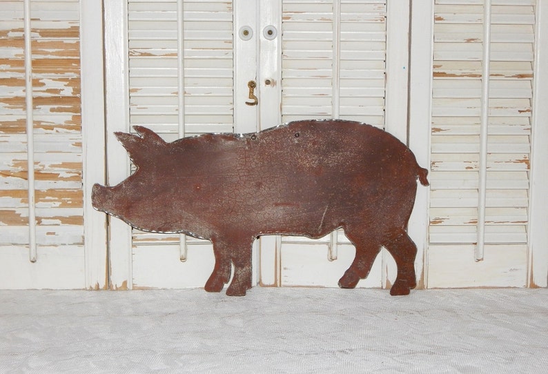Rusty Metal Pig Wall Art Rustic Farmhouse Decor Country Etsy