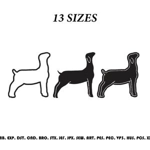 Goat Embroidery Design Bundle, Show Goat Outline Embroidery File, Goat Silhouette Machine Embroidery Pattern, Farm Animal Embroidery,13 Size