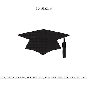 May include: A black graduation cap with a tassel, set against a white background. The text "13 SIZES" is above the cap. Below the cap are file format abbreviations.