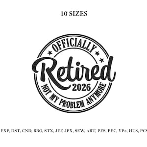 Rentner-Stickerei, offiziell Rentner-Stickerei 2026, Rentner-Stickerei, Rentner-Logo-Design, 10 Größen